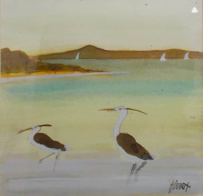 Two Herons in the Bay Jack Knox RSA RSW RGI HFRIAS D.LITT (1936-2015)