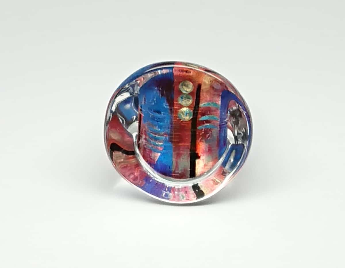 Blue & Pink Acrylic Ring Gail Klevan