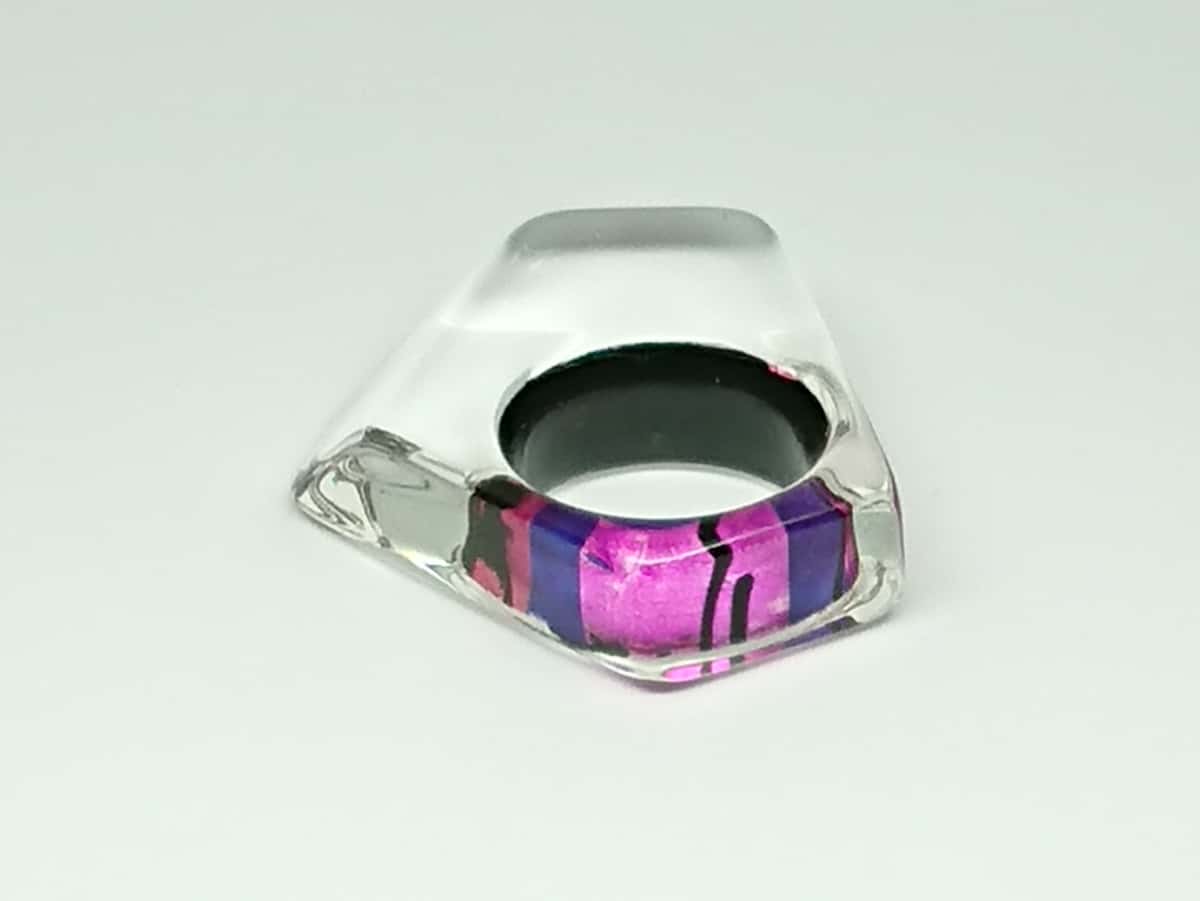 Purple & Pink Angular Acrylic Ring Gail Klevan