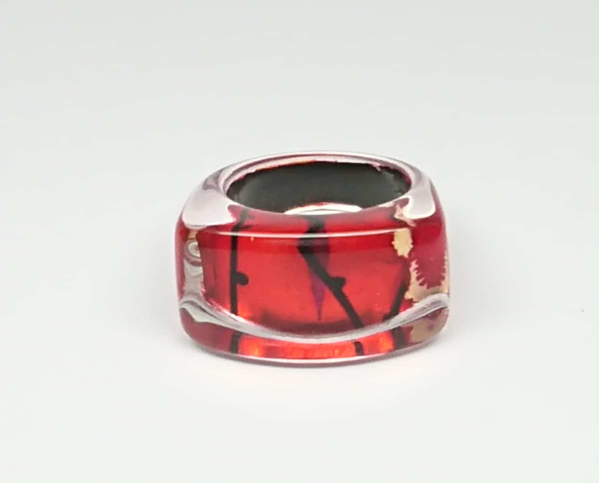 Red & Gold Acrylic Ring Gail Klevan