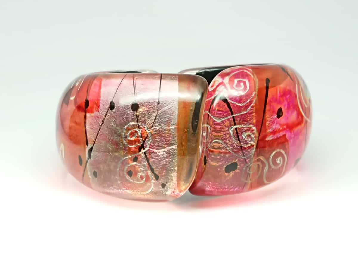 Pink & Silver Hinged Acrylic Bracelet Gail Klevan