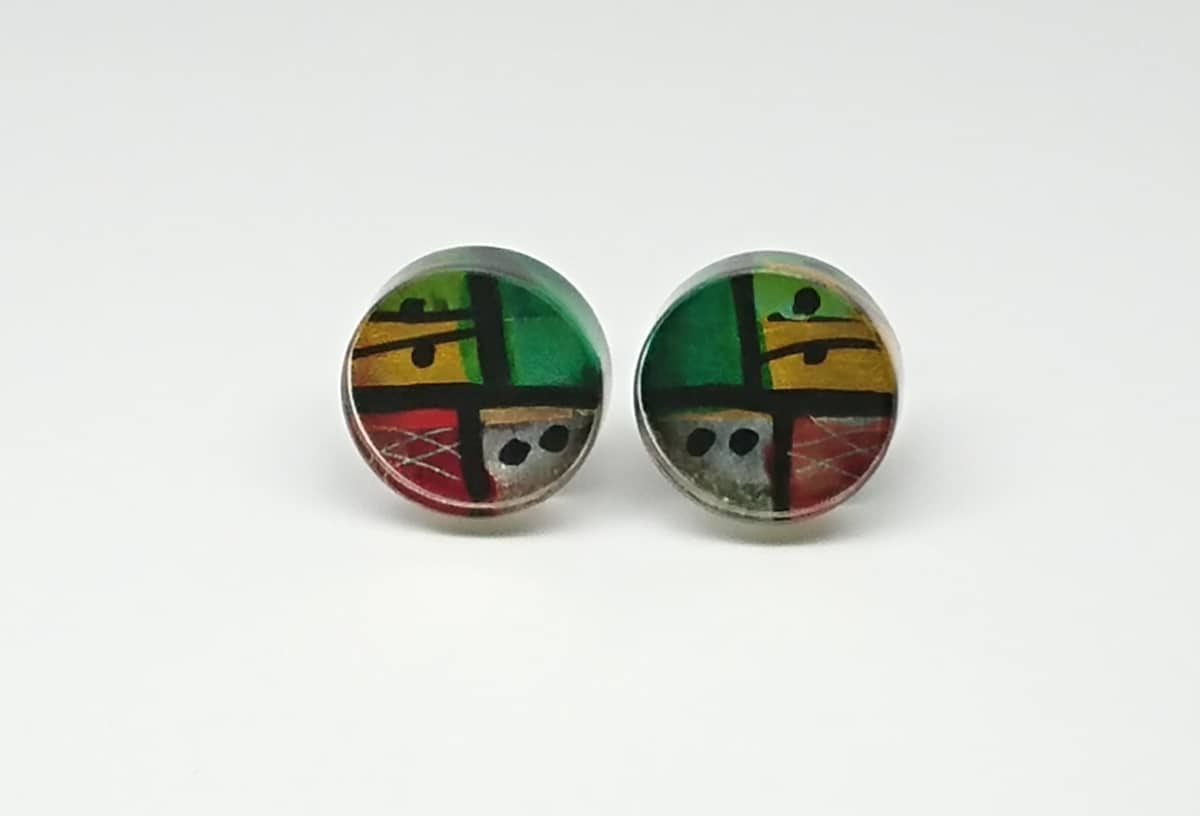 ‘Africa’ Disc Acrylic Stud Earrings Gail Klevan
