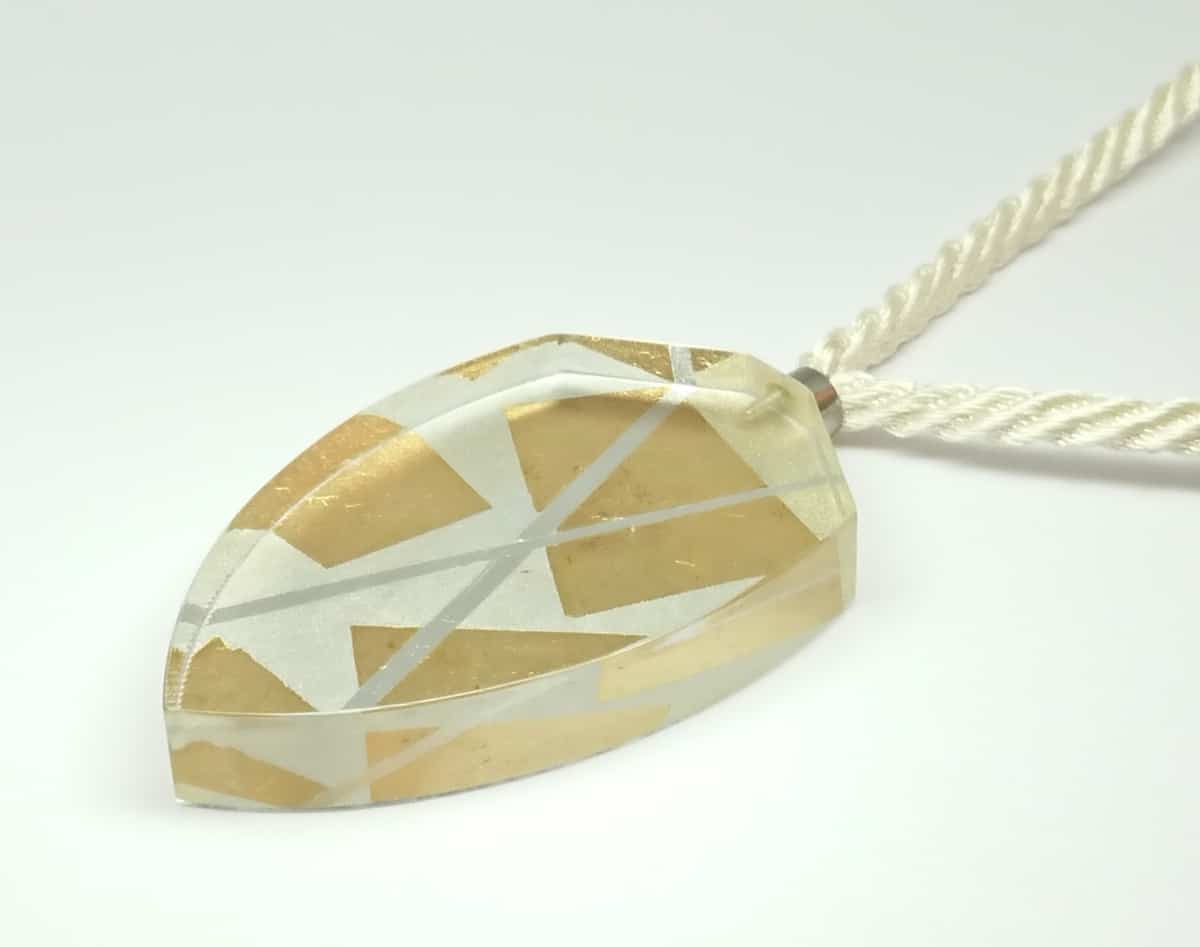 Gold and Silver Acrylic Pendant Gail Klevan