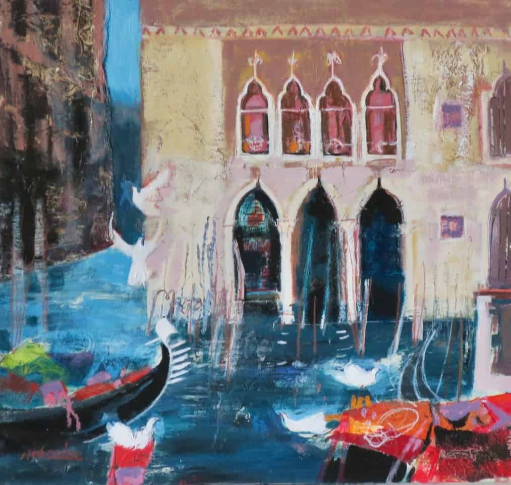 Canal Doves, Venice Christine Woodside RSW RGI