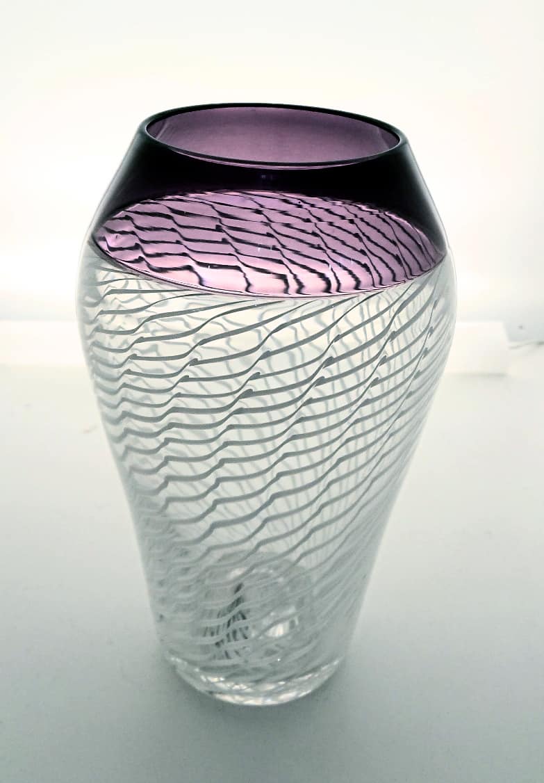 Purple & White Willow Vase Michael Hunter - Twists Glass Studio
