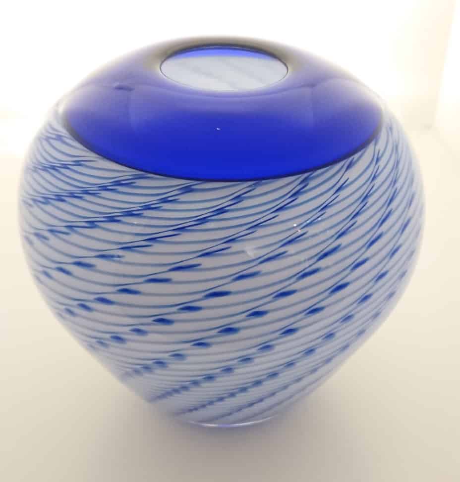 Blue & White Willow Overlay Vase Michael Hunter - Twists Glass Studio