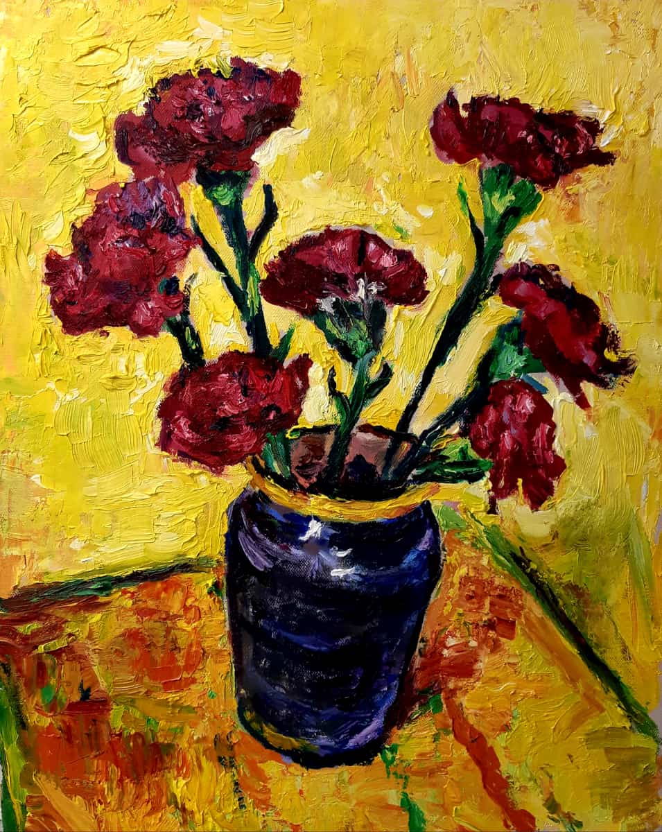 Red Carnations in a Black Vase John Martin Fulton
