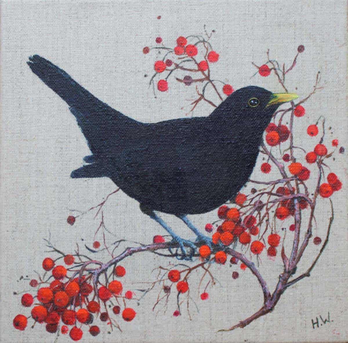 Blackbird with Berries Helen Welsh