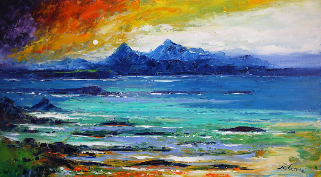 Isle of Rum looking from Canna Jolomo - John Lowrie Morrison OBE