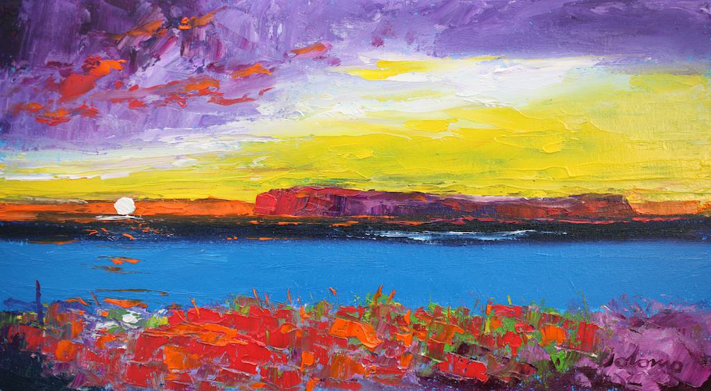 A Winter Sunset, Isle of Staffa Jolomo - John Lowrie Morrison OBE