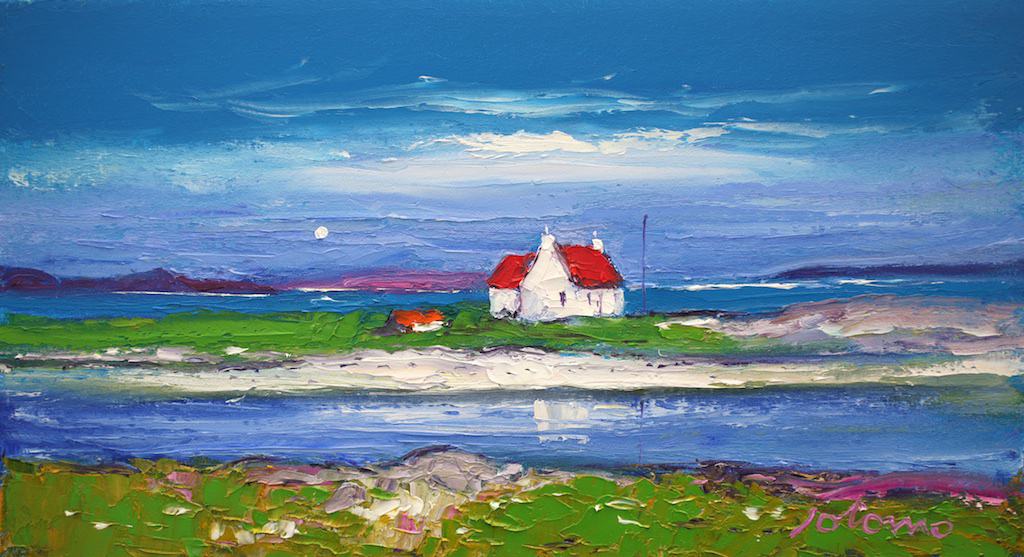 Red Roof on the Edge of Barra Airport Jolomo - John Lowrie Morrison OBE